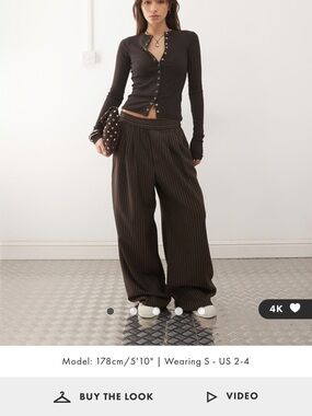 ASOS Brown Pinstripe Wide-Leg Pants